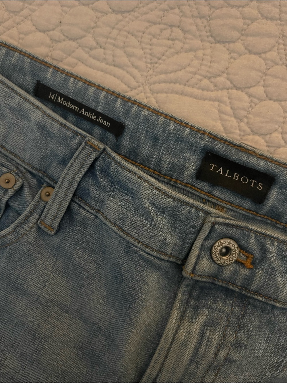 Talbots Light Wash Straight-Leg Jeans with Pink Side Stripes - Picture 4 of 4